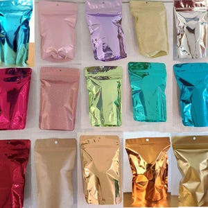Empty Bags baby shower treat popcorn favors wedding snack mylar foil Stand up pouches zip brown kraft rose gold blue pink green teal aqua image 4