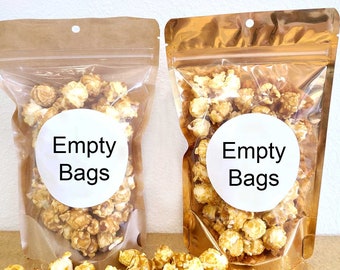 Empty Bags baby shower treat popcorn favors wedding snack mylar foil Stand up pouches zip brown kraft rose gold blue pink green teal aqua