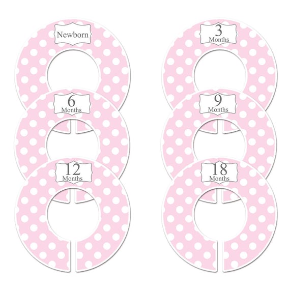 8 Baby Wardrobe Dividers Plastic Clothes Organisers by Size from Newborn to Toddler Neutral Grey Polka Dots for Boys and Girls
