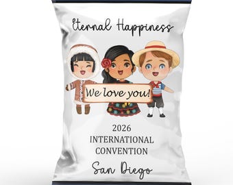 DIY printable chip gift bag wrappers template, JW 2026 international convention Eternal Happiness Digital File Instant Download