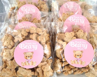 Teddy bear baby shower favors girl stickers with bags, thank you beary much, baby bear favor label teddy bear baby shower girl cheap favors