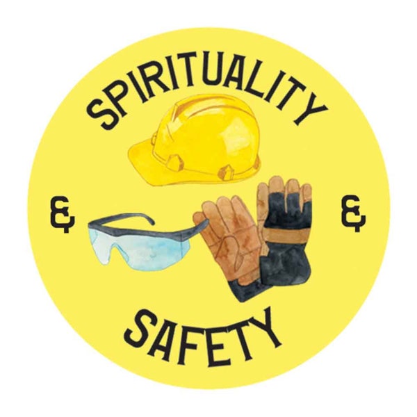 PRINTED 1.9 inch stickers Jw LDC gift labels spirituality & safety yellow construction hard hat safety glasses gloves Volunteer waterproof