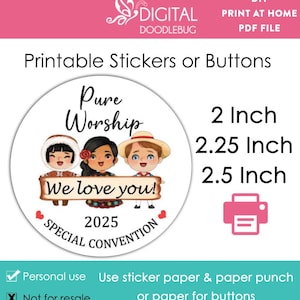 PRINTABLE labels JW 2025 Pure Worship special convention gift stickers 2.5 inch