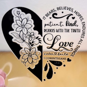 Black Love never fails 1 Corinthians 13:8 sticker Pioneer School JW gift UV DTF label 3x2.75 inch for mug tumbler permanent sisters