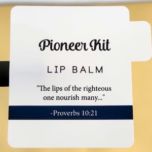 Printed lip balm Labels JW Pioneer school gift DIY stickers kit English or Spanish