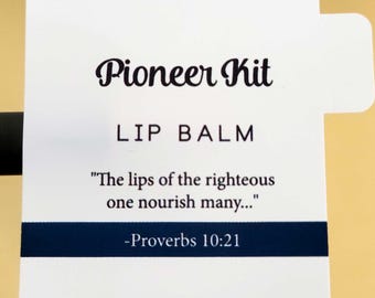 Printed lip balm Labels JW Pioneer school gift DIY stickers kit English or Spanish