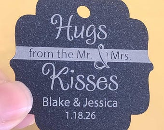 hugs and kisses from the Mr. & Mrs. Wedding favor hang tags personalized