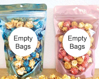100 Bags mylar foil stand up pouches zip closure popcorn favors