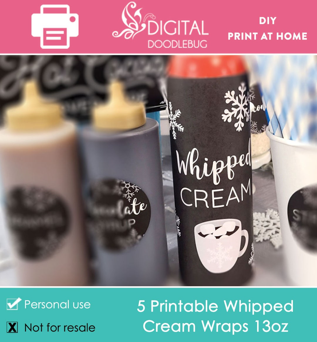 DIY Printable Whipped Cream Wrap Card Stock Label Template Winter