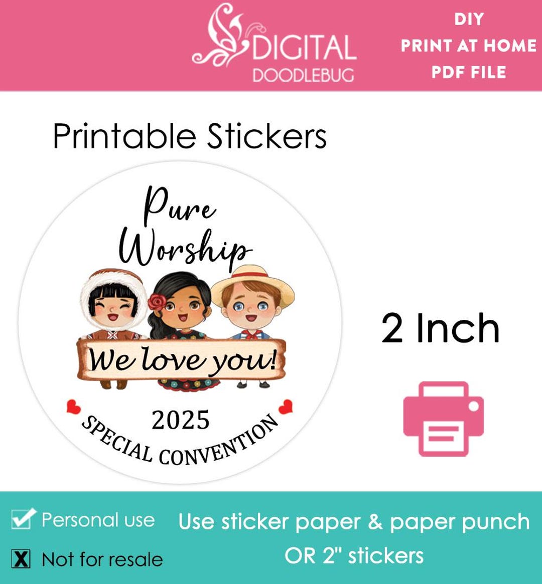 PRINTABLE 2 Inch Labels JW 2025 Pure Worship Special Convention Gift ...
