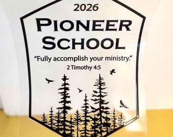 Pioneer School 2026 sticker JW gift UV DTF label for mug or tumbler permanent water resistant for brother forest