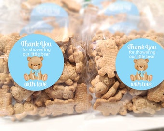 Teddy bear baby shower favors stickers with bags thank you favors for babies shower boy teddy bear DIY cheap party favor