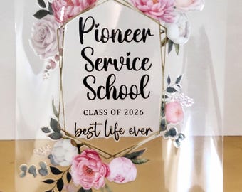 Sticker pioneer service school 2026 best life ever floral pink roses JW gift UV DTF permanent label for tumbler or laptop 4x5.5"