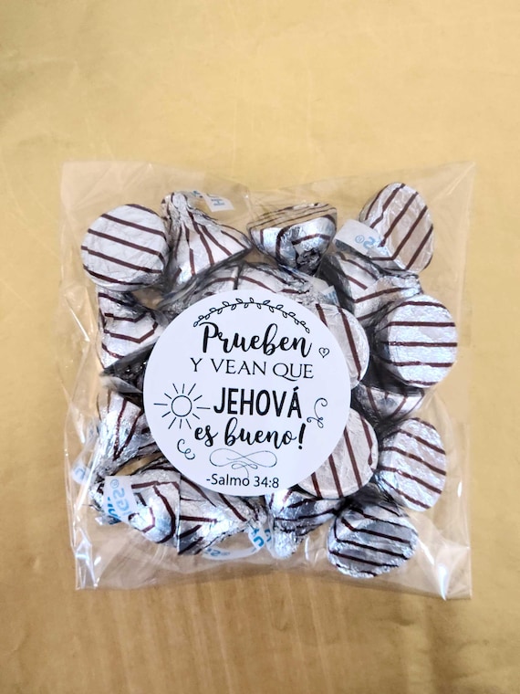 Spanish Español 1.9 inch Stickers with bags Jw pioneer gifts bulk, Prueben y vean que Jehová es bueno labels bags
