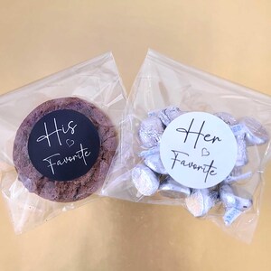 Wedding candy favor bags and stickers his favorite, her favorite, our favorite