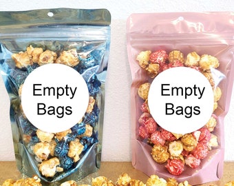 50 Bags wedding treat popcorn favors baby shower snack mylar foil Stand up pouches zip brown kraft peach rose gold blue pink green lavender