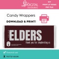 DIY printable candy bar wrappers template Elder school appreciation gift Digital File Instant Download