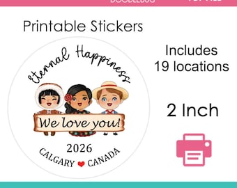 PRINTABLE labels JW 2026 international convention gift eternal happiness stickers or buttons 2 inch