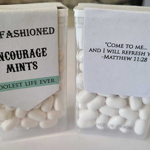 Labels only Encourage Mints stickers aqua white DIY favor JW pioneer gift