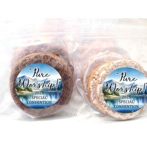 JW 2025 special convention gifts bulk, pure worship 1.9 inch Stickers add bags, mountain lake labels