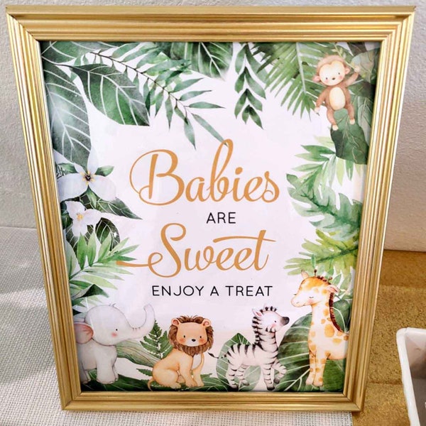 PRINTED Safari baby shower signs 8x10 inch pick from 20 food & water enjoy a treat mimosa photo booth jungle decor party coed - NO frame