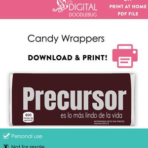 Español DIY printable chocolate bar wrappers template Jw Precursor pioneer school gift 2024 Digital File Instant Download Spanish
