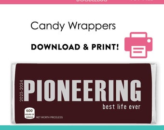 DIY printable candy bar wrappers template, Jw Pioneer school appreciation gift 2023 2024 Digital File Instant Download 600 hours