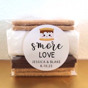 S&#39;mores favor Stickers with bags wedding favors bulk, s&#39;more love personalized, 1.9 inch labels snack treat gift bags EMPTY