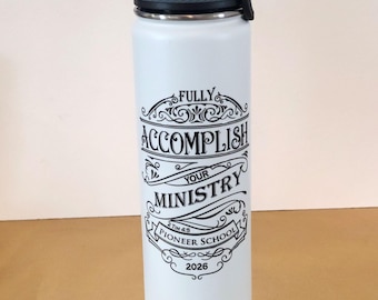 pioneer school 2026 water bottle tumbler 24oz Skinny Stainless Steel Cup JW travel mug gift Psalm 56:3, Bible verse insulated