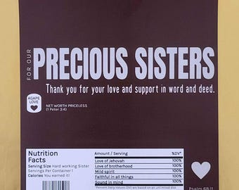 PRINTED Chocolate candy bar wrappers JW gift sister appreciation