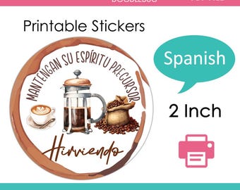 PRINTABLE Spanish Español 2 inch labels JW pioneer school gift coffee stickers Digital File Instant Download