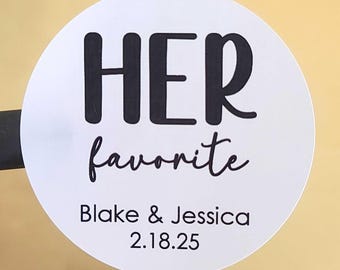 His and her favorite stickers for wedding favors 1.9 inch