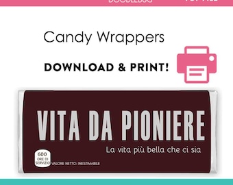 DIY Italian printable candy bar wrappers template Pioneer school appreciation gift 2024 Digital Instant Download