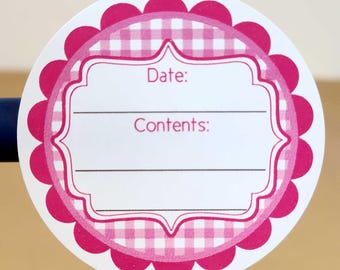 1.9 inch round canning labels in 4 colors gingham blank write in stickers for leftovers - clearance