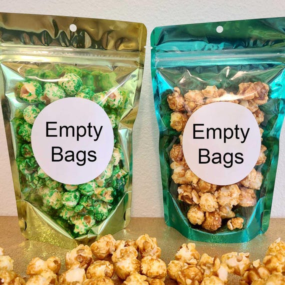 Empty Bags baby shower treat popcorn favors wedding snack mylar foil Stand up pouches zip brown kraft rose gold blue pink green teal aqua