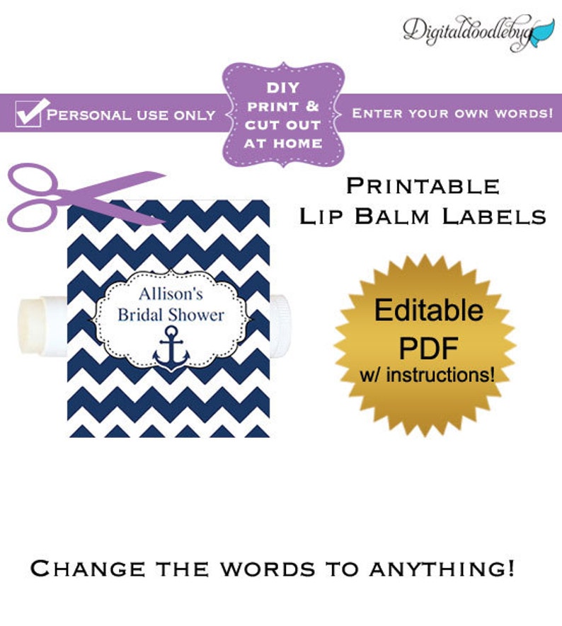 diy editable printable lip balm labels no2 navy chevron