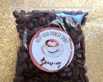 1.9 inch Stickers with bags JW pioneer gifts bulk, keep your pioneer spirit brewing gift bags for coffee beans or grounds