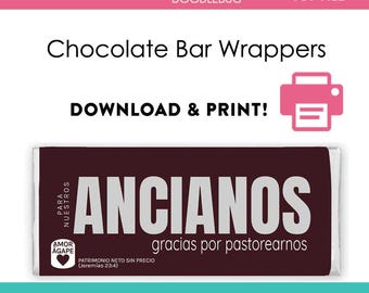 Español DIY printable Elder school chocolate bar wrappers template JW gift 2024 Digital File Instant Download Spanish