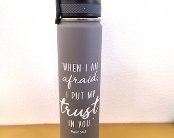 water bottle tumbler 2024 Year text 24oz Skinny Stainless Steel Cup JW pioneer travel mug baptism gift  Psalm 56:3, Bible verse insulated
