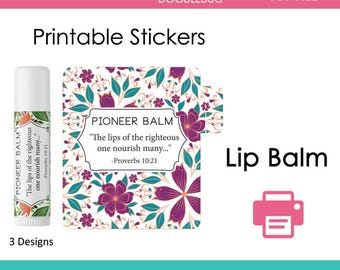 Lip balm labels Pioneer school DIY printable stickers template Digital Instant Download