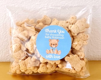 Personalized Teddy bear baby shower favors, stickers with bags