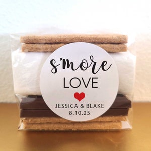 S&#39;mores favor Stickers with bags, S&#39;mores wedding favors bulk, s&#39;more love favor personalized, 1.9 inch labels treat bags EMPTY