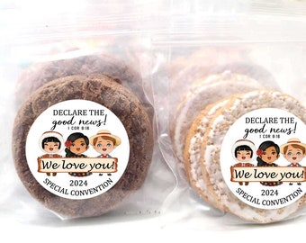 1.9 inch Stickers with bags JW 2024 special convention gifts bulk, declare the good news, dessert labels snack treat gifts bags