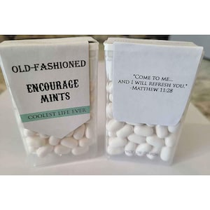 Labels only Encourage Mints stickers aqua white DIY favor JW pioneer gift
