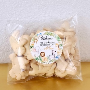 Safari baby shower favor labels, stickers with bags, jungle stickers boy Gender neutral