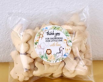 Safari baby shower favor labels, stickers with bags, jungle stickers boy Gender neutral