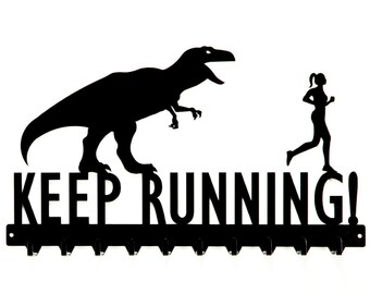 Keep Running T-Rex & Woman Medals Rack