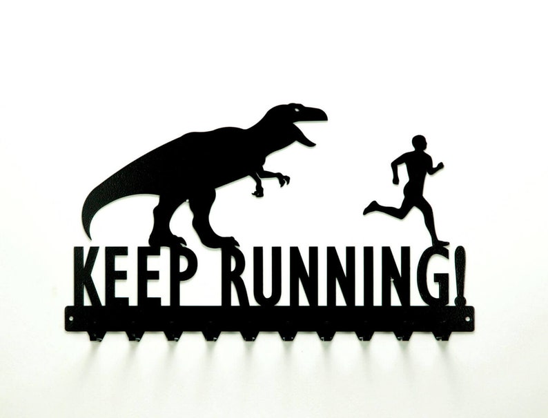 Keep Running T-Rex & Man Medals Rack image 1