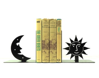 Sun and Moon Metal Art Bookends