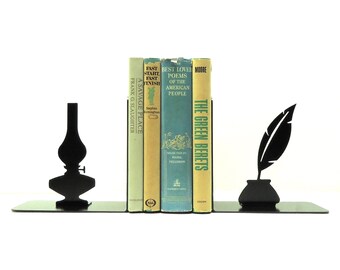 Oil Lamp & Inkwell Bookends